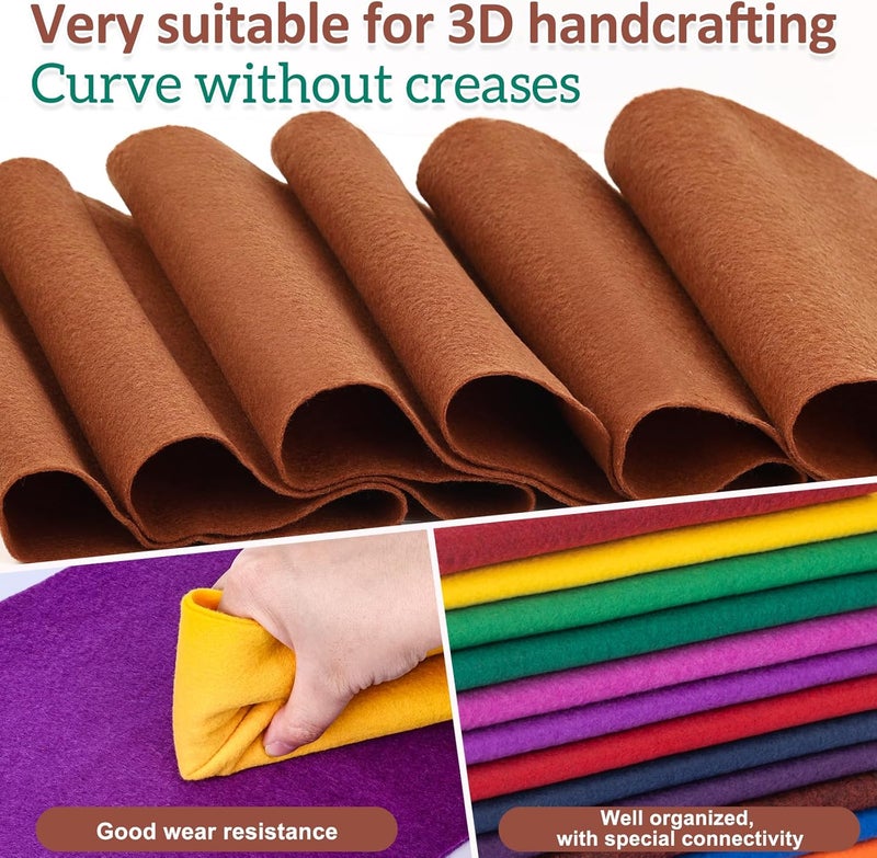 MITINU 12 Rolls 8"x35"(20.5x90cm) 1.4mm Thick Soft Felt Fabric Sheet 12 Assorted Dark Rainbow Series Colors Felt Pack Pastel Felt Sheets for DIY Craft Sewing Squares Nonwoven Patchwork - Image 4